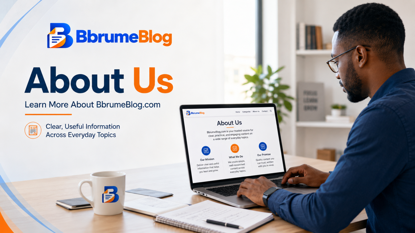 BbrumeBlog About Us page and multi-topic content overview