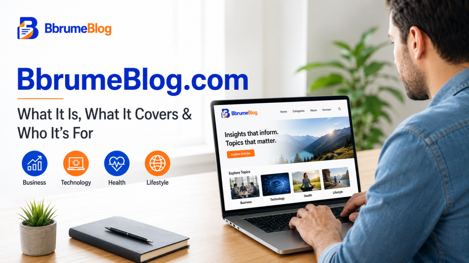 BrumeBlog com overview with business, technology, health, and lifestyle topics